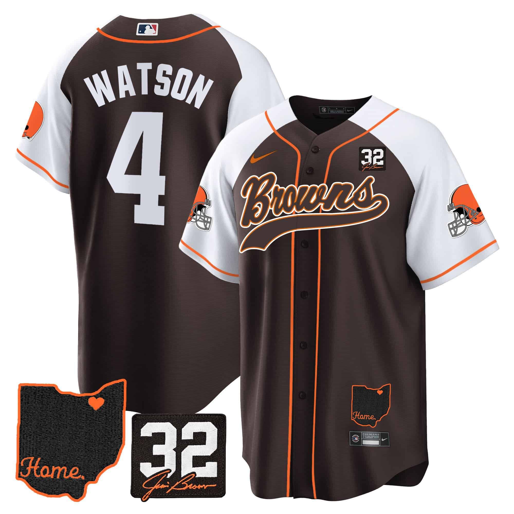 Men Cleveland Browns #4 Watson Brown Memorial Home Patch Baseball 2024 Nike NFL Jersey->indianapolis colts->NFL Jersey